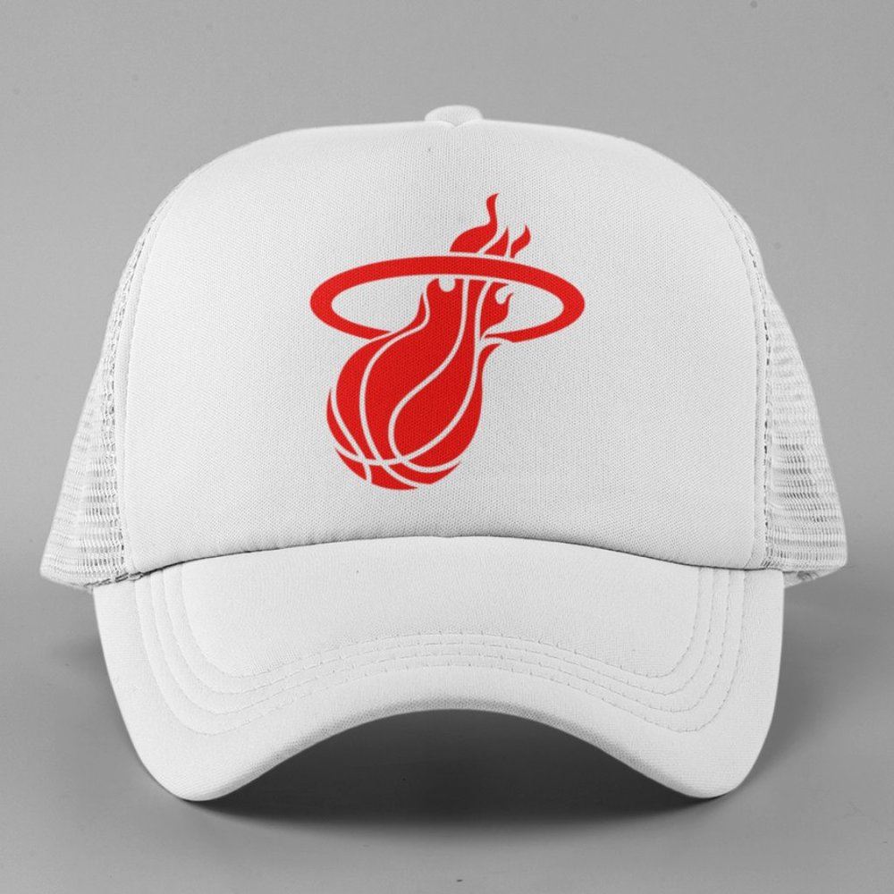 NEW Miami Heat Logo Foam Trucker Mesh Snapback Hat WHITE